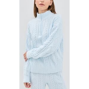 Pj Salvage 'Cable' Blue Crew Long Sleeve Sweater Size M